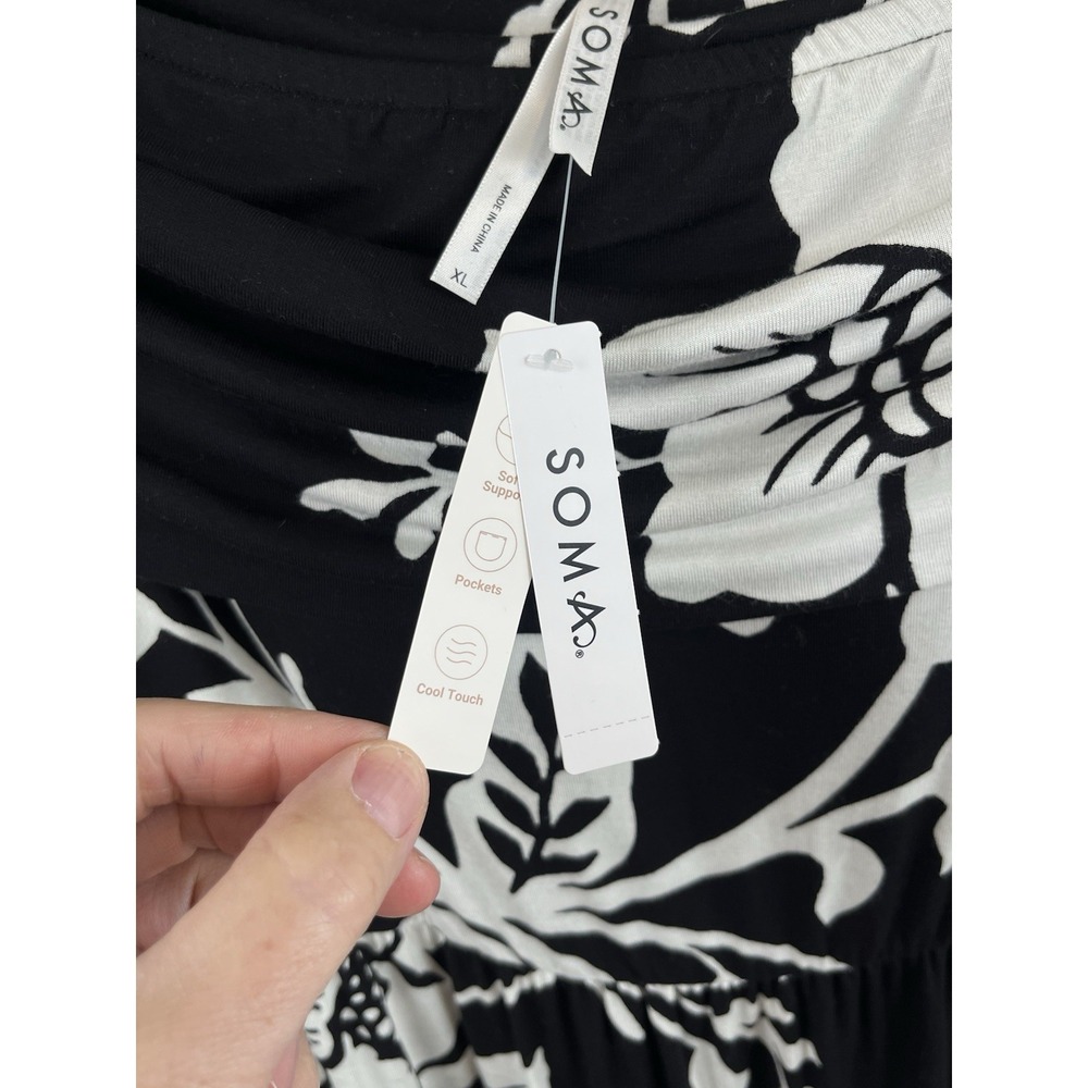 Soma NWT Midi Bra Dress XL Garden Tapestry Floral Soft Jersey Pockets Stretch - Picture 3 of 10